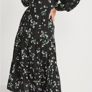Old Navy Black Floral Long Sleeve Dress